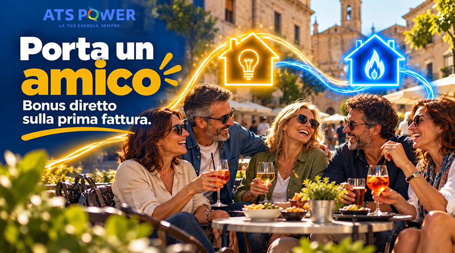 Banner promozionale ATSPower: porta un'amico... bonus diretto sulla prima fattura