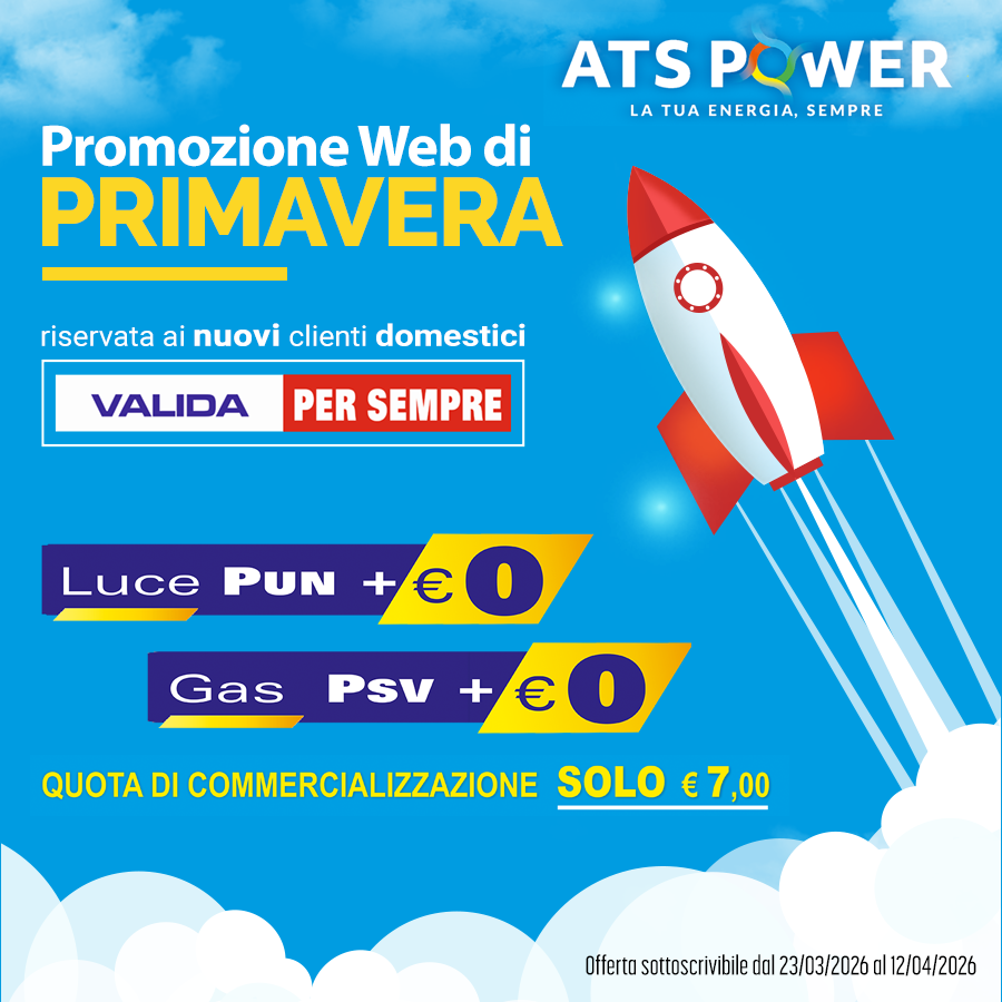 Banner promozionale ATSPower: scopri le nostre offerte su luce e gas